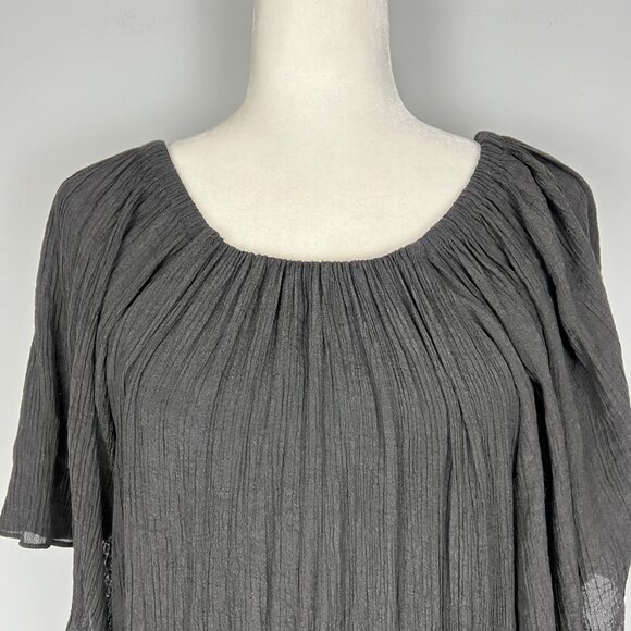 T Bags Los Angeles Women Black Gauze Short Sleeve Dress Flutter Sleeves size XS - Picture 3 of 10